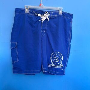 Noble Mount Men’s Swim Trunks XL Blue Board Shorts Lace Up Front